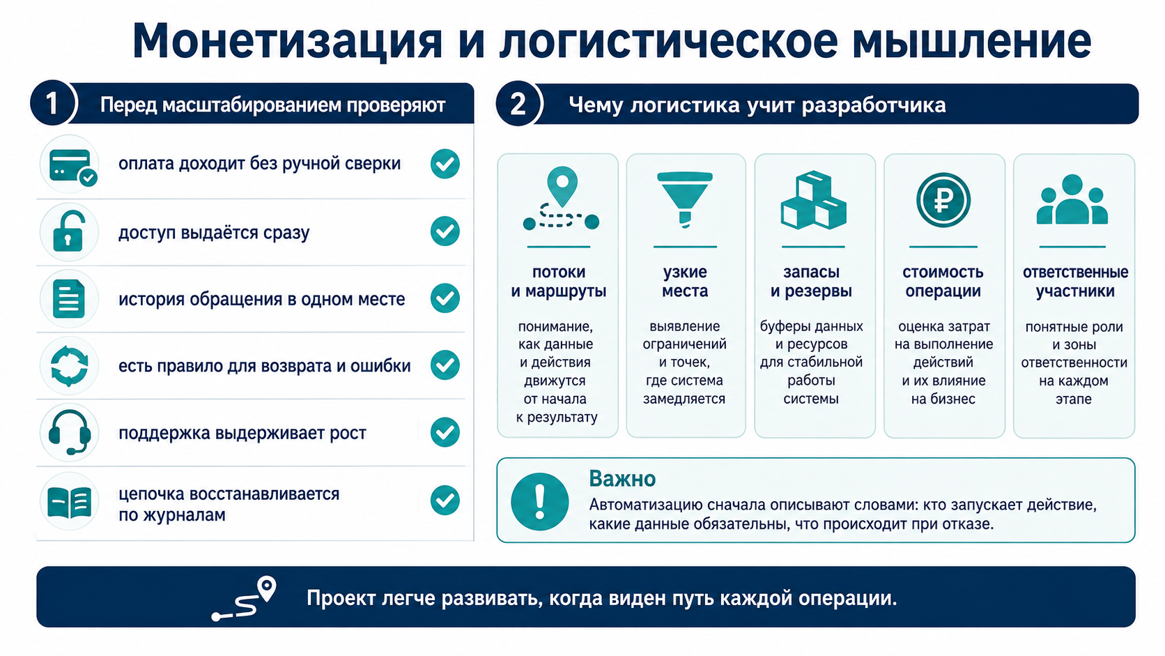 Монетизация сайта и логистическое мышление: оплата, выдача доступа, история обращений, возвраты, поддержка, маршруты, резервы и стоимость операций.